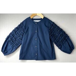 Go to Hollywood Navy Blue Ruffle Sleeve Blouse Girls 6-7 Yrs/120 cm Japan